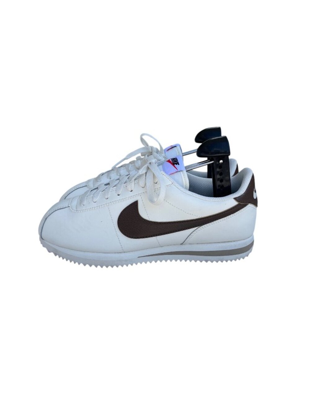 Nike Classic Cortez Leather Sneakers White & Brown Womens Size 8.5
